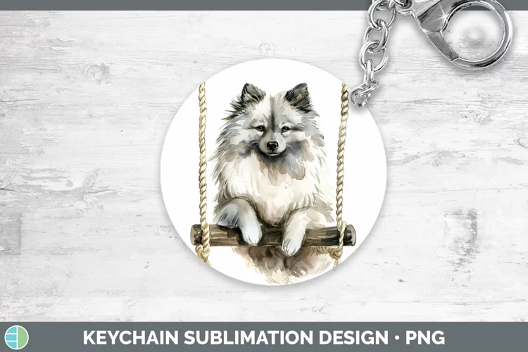 Swinging Dogs Keeshond Dog Keychain Sublimation Keyring Desi