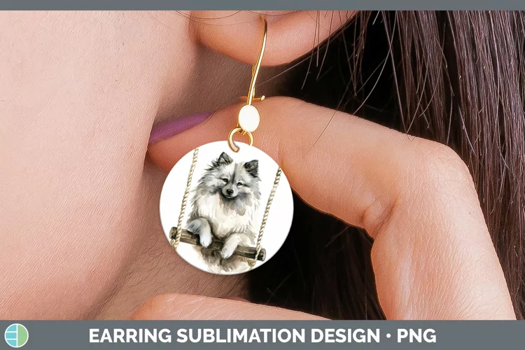 Swinging Dogs Keeshond Dog Round Earrings Sublimation Earrin