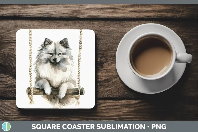 Swinging Dogs Keeshond Dog Square Coaster Sublimation Coaste