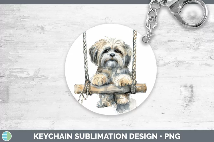 Swinging Dogs Lhasa Apso Keychain Sublimation Keyring Design