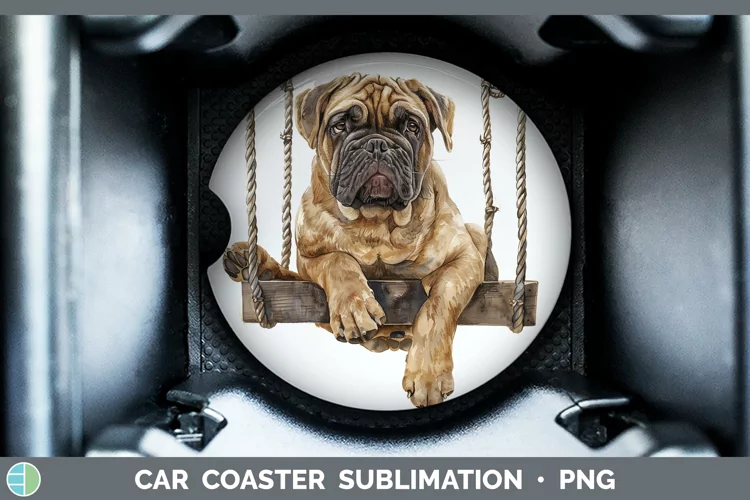 Swinging Dogs Mastiff Car Coaster Sublimation Coaster Design