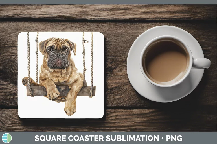 Swinging Dogs Mastiff Square Coaster Sublimation Coaster Des