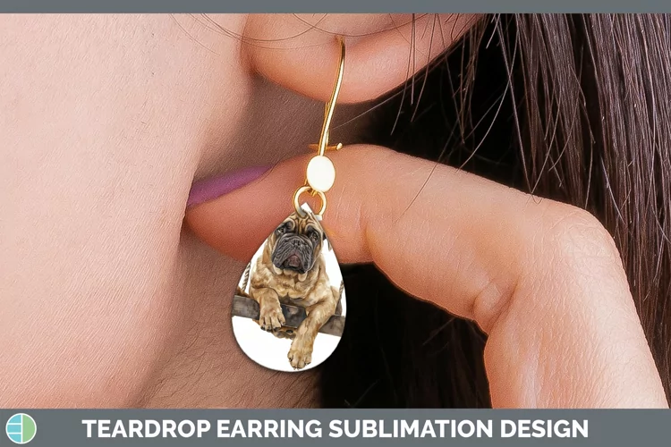 Swinging Dogs Mastiff Teardrop Earrings Sublimation Earrings