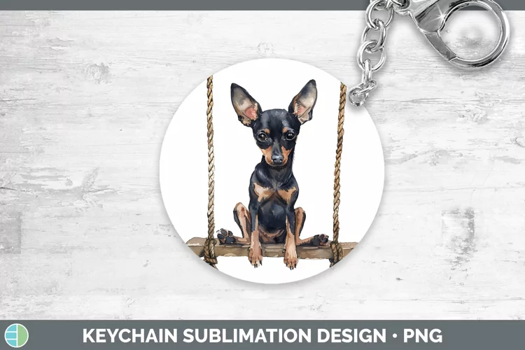 Swinging Dogs Miniature Pinscher Keychain Sublimation Keyrin