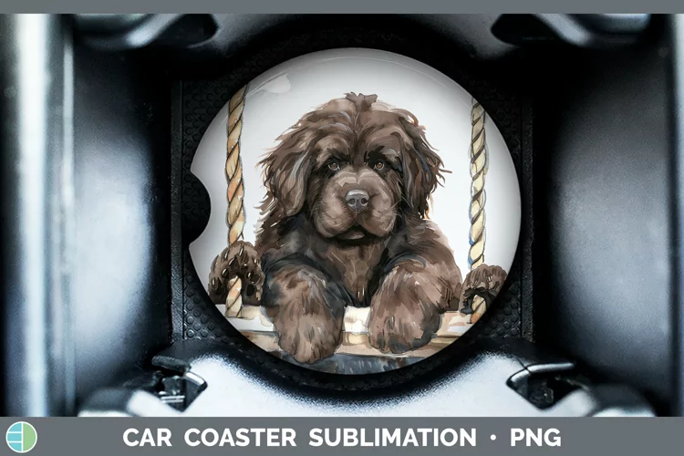 Swinging Dogs Newfoundland Car Coaster Sublimation Coaster D