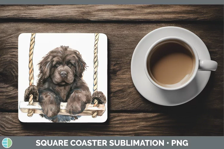Swinging Dogs Newfoundland Square Coaster Sublimation Coaste