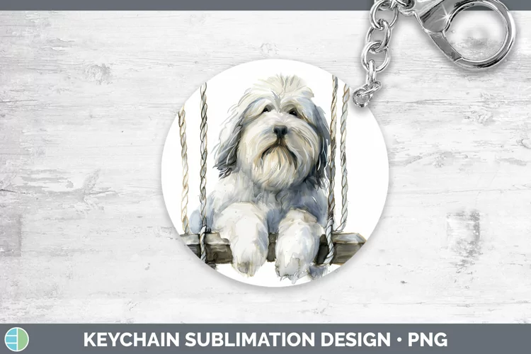 Swinging Dogs Old English Sheepdog Keychain Sublimation Keyr
