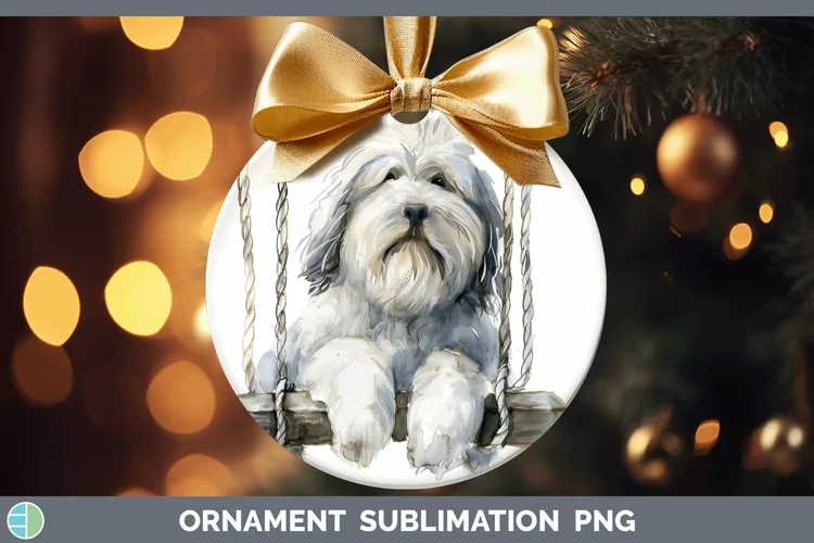 Swinging Dogs Old English Sheepdog Ornament Sublimation Baub