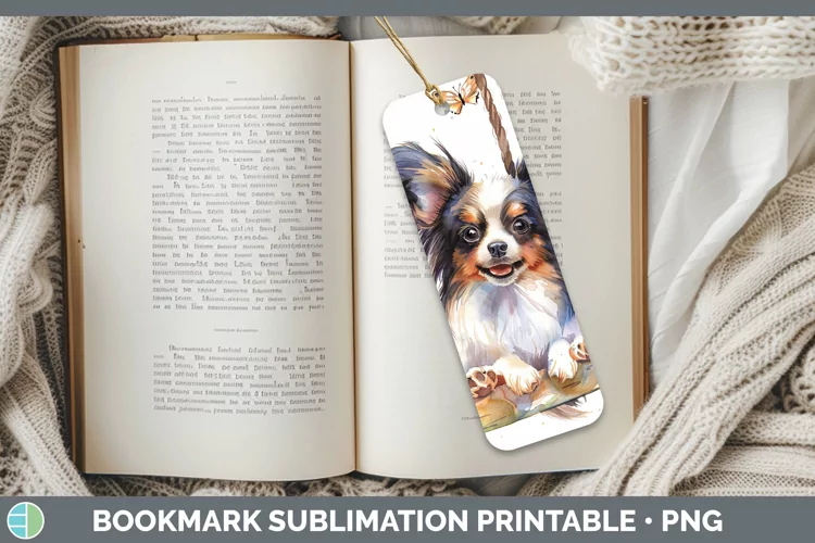 Swinging Dogs Papillon Dog Bookmark Sublimation Printable De