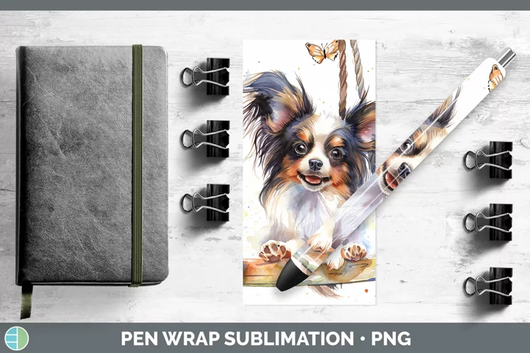 Swinging Dogs Papillon Dog Pen Wrap Sublimation Pen Designs
