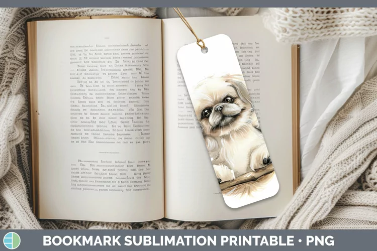 Swinging Dogs Pekingese Bookmark Sublimation Printable Desig