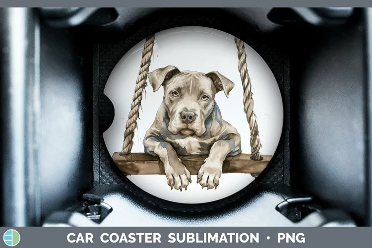 Swinging Dogs Pit Bull Car Coaster Sublimation Coaster Desig