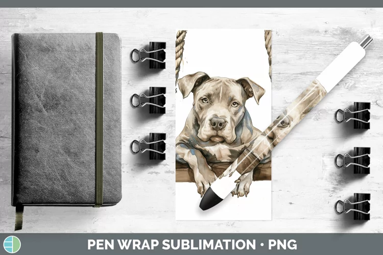 Swinging Dogs Pit Bull Pen Wrap Sublimation Epoxy Pen Design