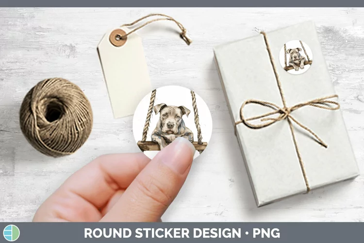 Swinging Dogs Pit Bull Stickers | Round Labels Designs