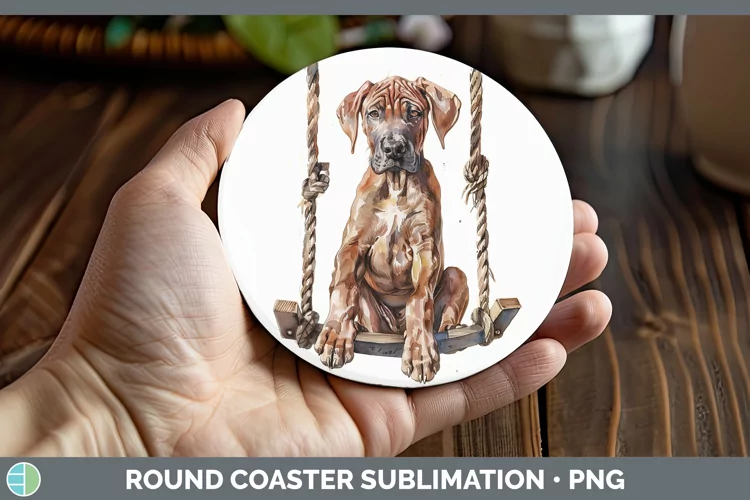 Swinging Dogs Rhodesian Ridgeback Round Coaster Sublimation