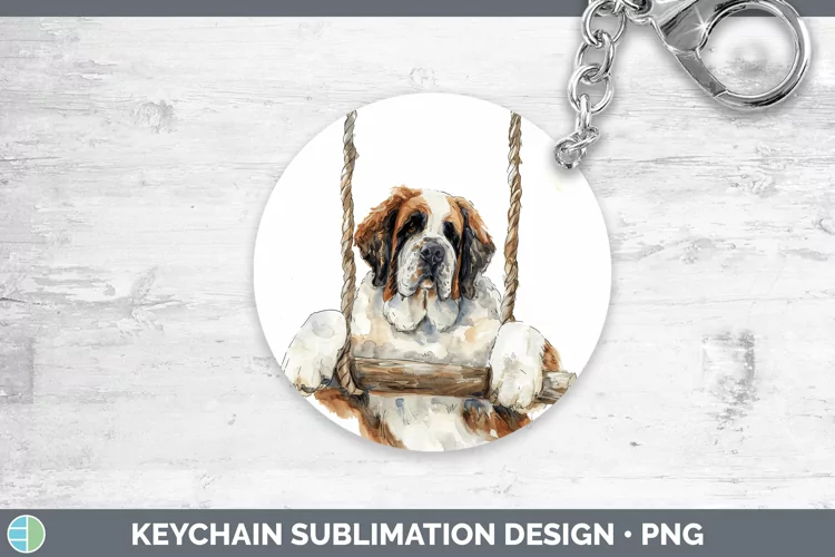 Swinging Dogs Saint Bernard Keychain Sublimation Keyring Des
