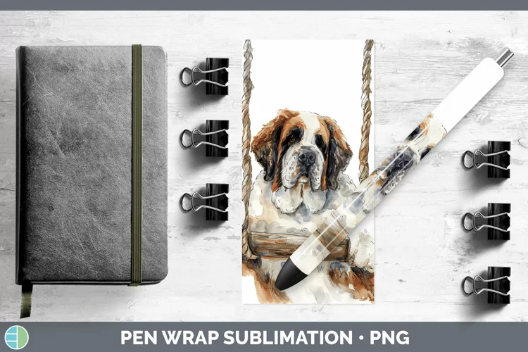 Swinging Dogs Saint Bernard Pen Wrap Sublimation Epoxy Pen D