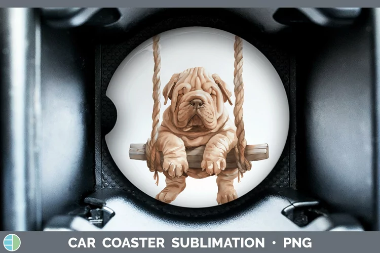 Swinging Dogs Shar Pei Car Coaster Sublimation Coaster Desig