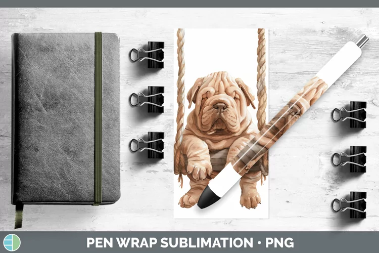 Swinging Dogs Shar Pei Pen Wrap Sublimation Epoxy Pen Design