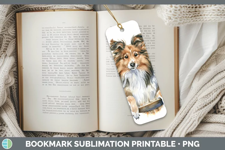 Swinging Dogs Shetland Sheepdog Bookmark Sublimation Printab