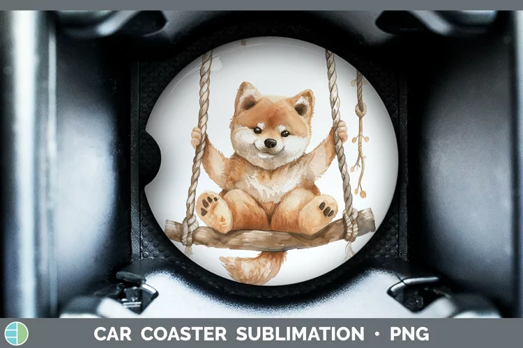 Swinging Dogs Shiba Inu Car Coaster Sublimation Coaster Desi