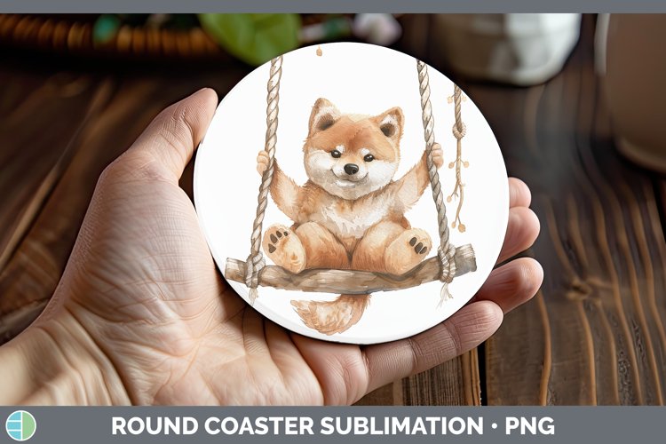 GorgeousSwinging Dogs Round Coaster design.