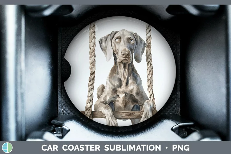 Swinging Dogs Weimaraner Car Coaster Sublimation Coaster Des