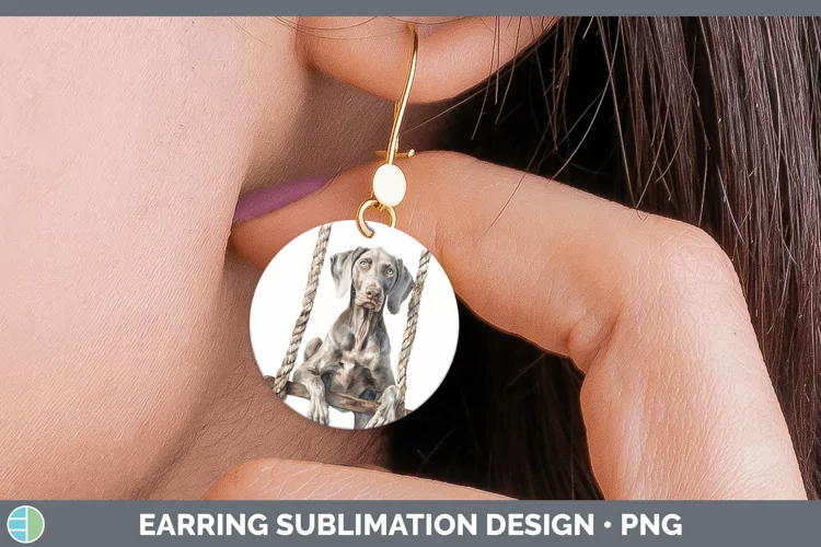 Swinging Dogs Weimaraner Round Earrings Sublimation Earrings