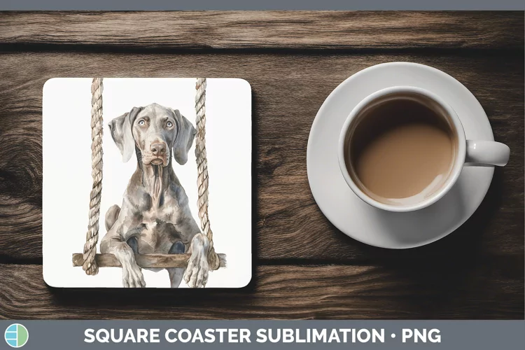 Swinging Dogs Weimaraner Square Coaster Sublimation Coaster