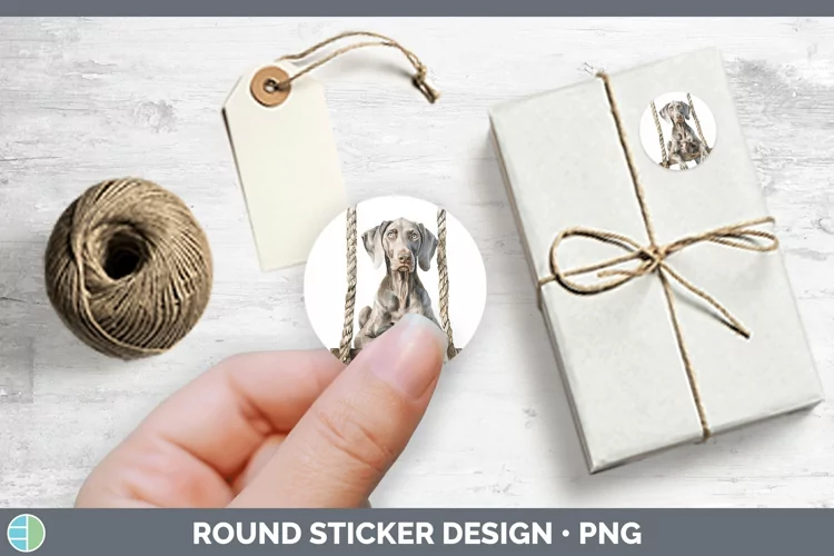Swinging Dogs Weimaraner Stickers | Round Labels Designs