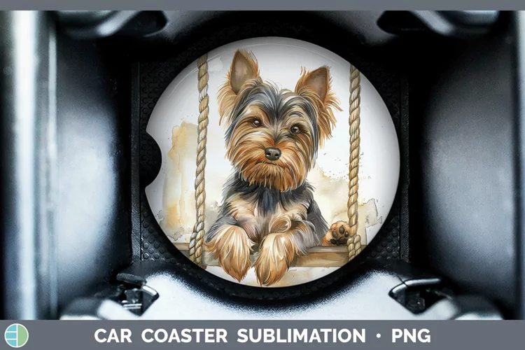 Swinging Dogs Yorkshire Terrier Car Coaster Sublimation Coas