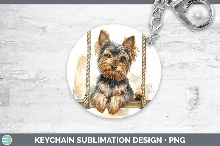 Swinging Dogs Yorkshire Terrier Keychain Sublimation Keyring