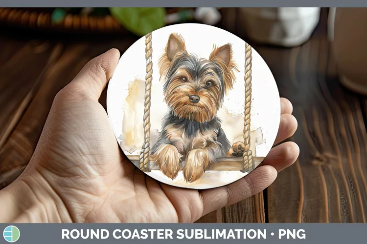 Swinging Dogs Yorkshire Terrier Round Coaster Sublimation Co