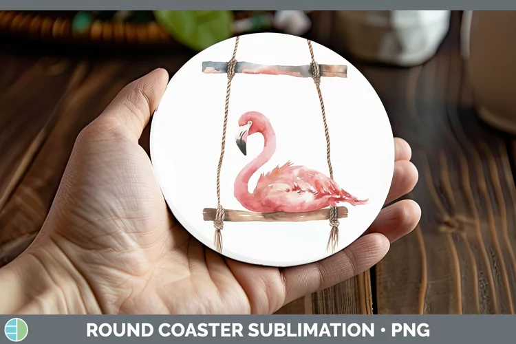 Swinging Flamingo Round Coaster Sublimation Coaster Designs