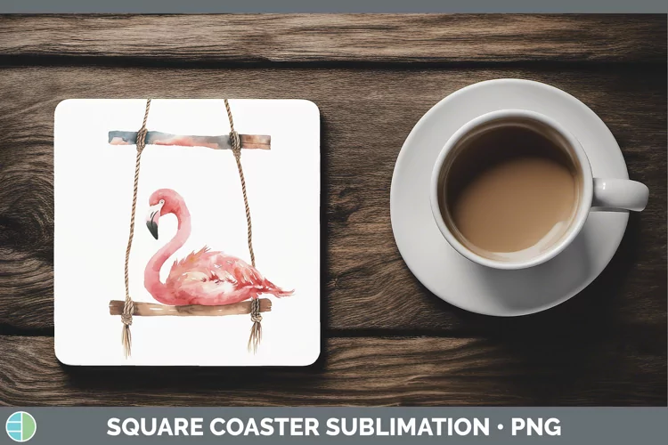 Swinging Flamingo Square Coaster Sublimation Coaster Designs