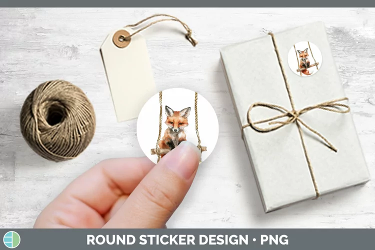 Swinging Fox Stickers | Round Labels Designs