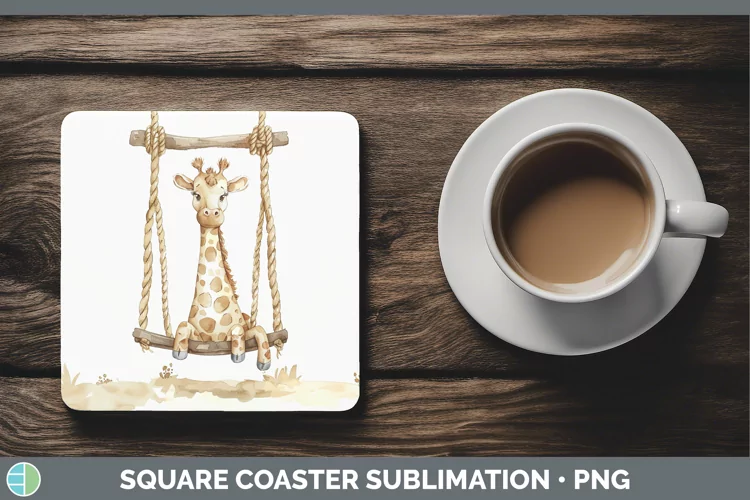 Swinging Giraffe Square Coaster Sublimation Coaster Designs