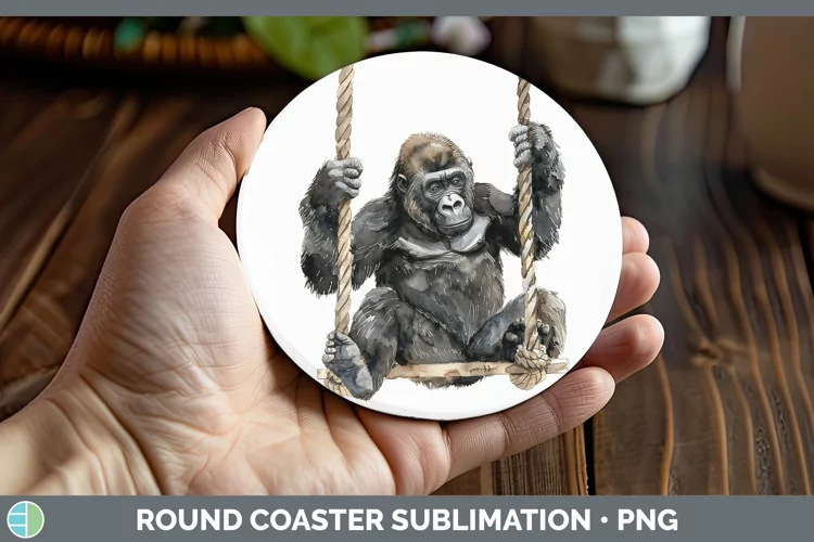 Swinging Gorilla Round Coaster Sublimation Coaster Designs