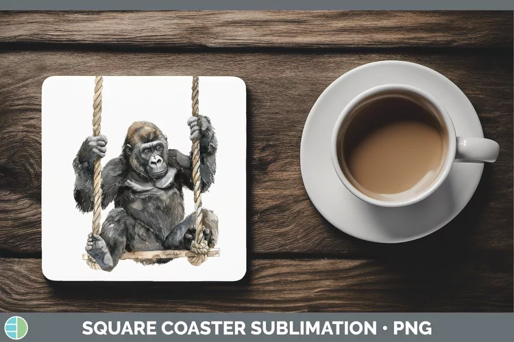 Swinging Gorilla Square Coaster Sublimation Coaster Designs