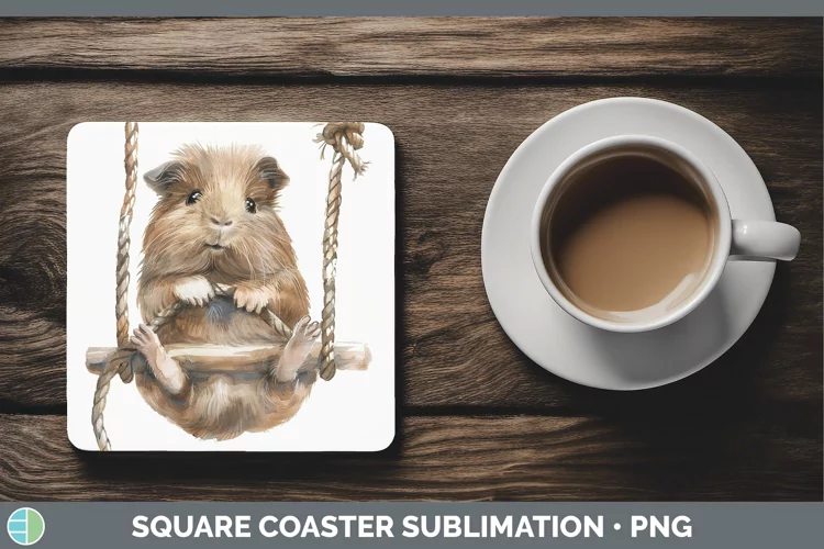 Swinging Guinea Pig Square Coaster Sublimation Coaster Desig