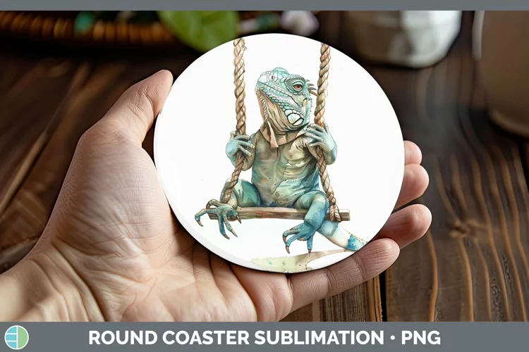 Swinging Iguana Round Coaster Sublimation Coaster Designs