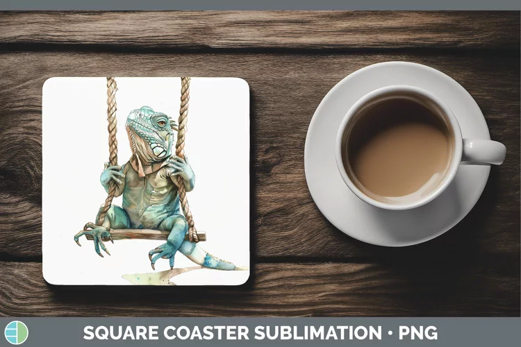 Swinging Iguana Square Coaster Sublimation Coaster Designs