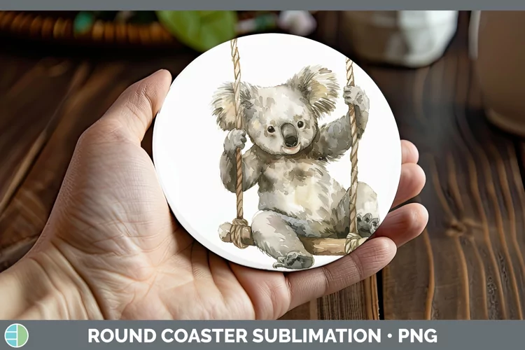 Swinging Koala Round Coaster Sublimation Coaster Designs