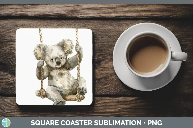 Swinging Koala Square Coaster Sublimation Coaster Designs
