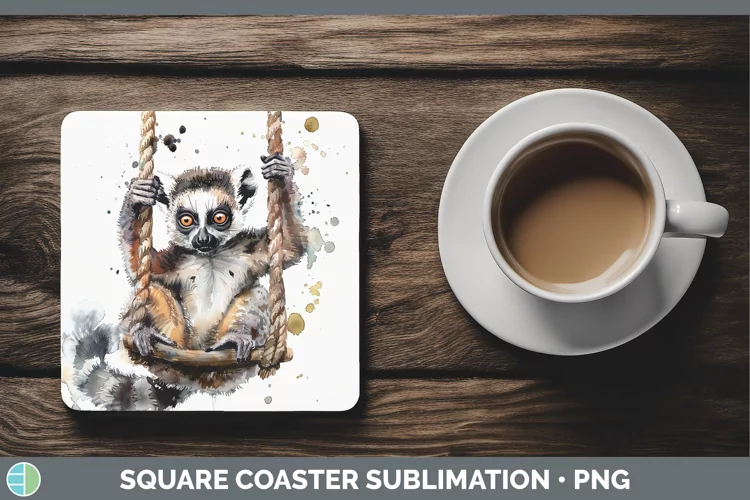 Swinging Lemur Square Coaster Sublimation Coaster Designs