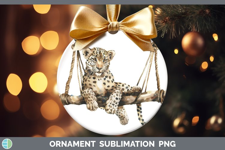 Swinging Leopard Ornament Sublimation Bauble Designs