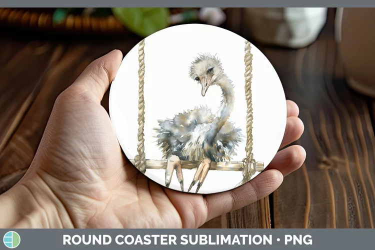Swinging Ostrich Round Coaster Sublimation Coaster Designs