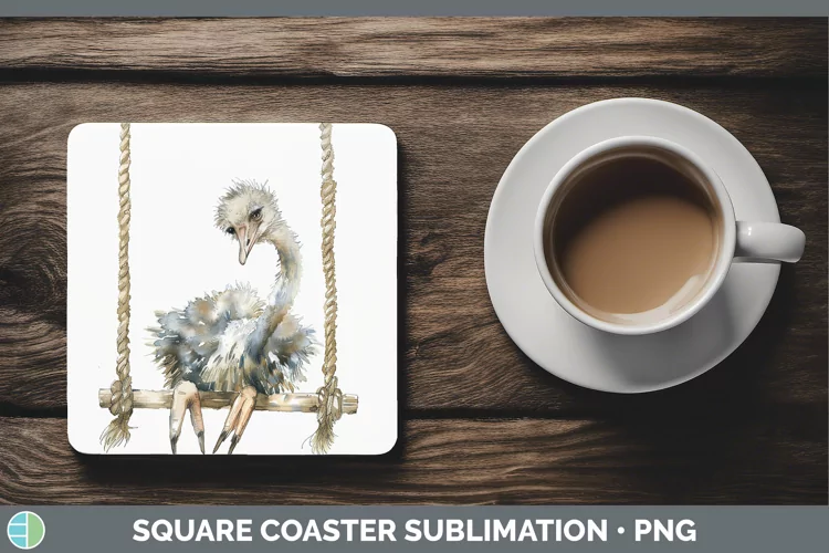 Swinging Ostrich Square Coaster Sublimation Coaster Designs