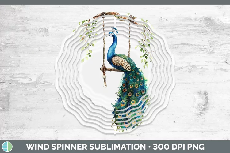 Swinging Peacock Wind Spinner Sublimation Spinner Designs