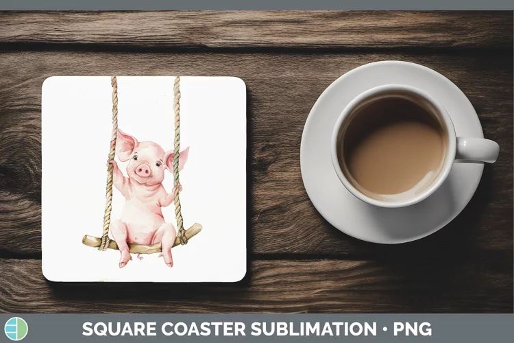 Swinging Pig Square Coaster Sublimation Coaster Designs